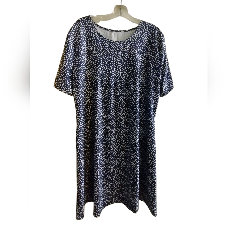 Like New! Navy Blue and White Polka Dot Dress XL Midi